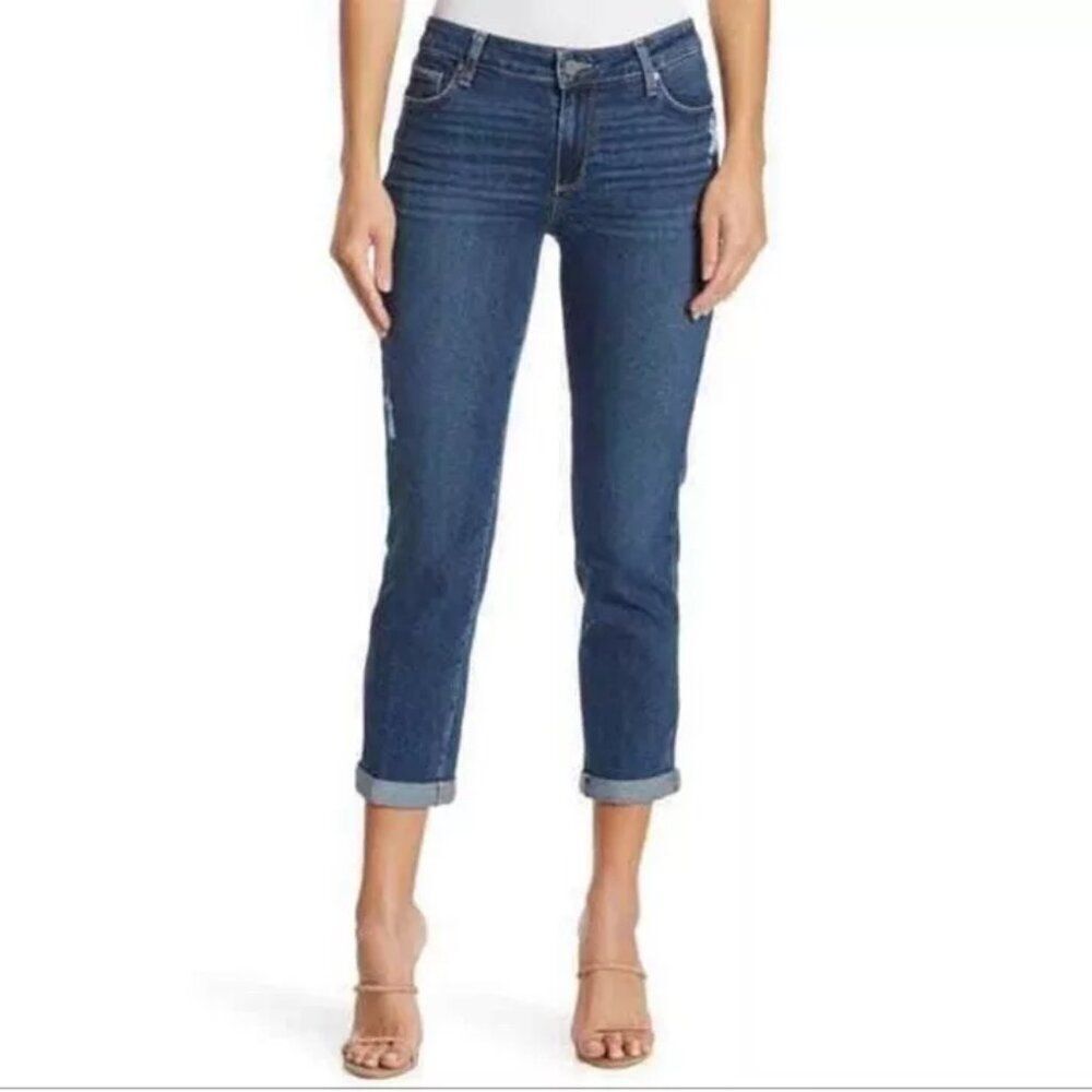✨PAIGE✨ Brigitte Boyfriend Cropped Distressed Jeans - [Size 28]